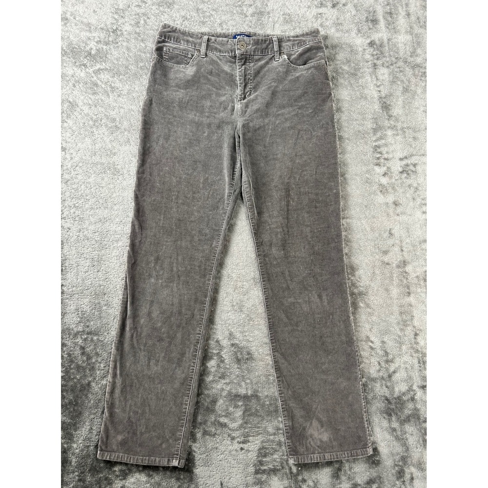 Bandolino Mandie Gray Corduroy Pants Womens 12 Straight Leg Stretch Cotton Blend